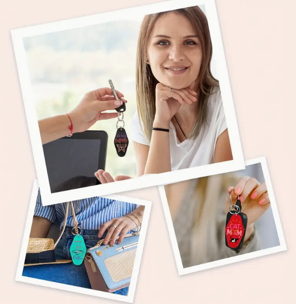 Wholesale Plastic Luggage Tag Retro Motel Number Tag Diamond Hotel Room Card Keychain